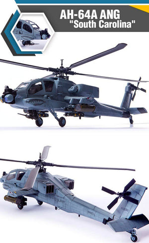 Fotos laterales de la maqueta del helicóptero de ataque AH-64A ANG dela Guardia Nacional de Carolina del Sur en escala 1:35 de Academy referencia 12129