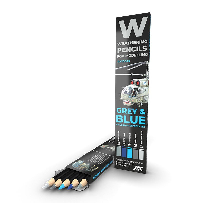 AK INTERACTIVE  Watercolor Pencil Set: Gris y Azul - Set de sombreado y efectos (Grey & Blue: Shading & effects set)