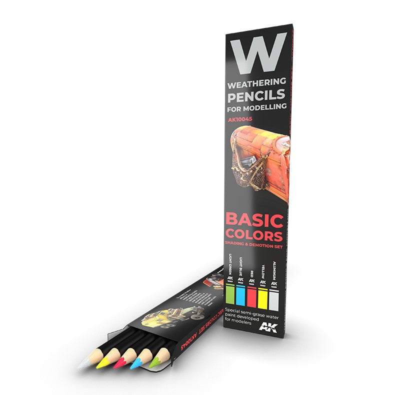AK INTERACTIVE  Watercolor Pencil Set: Colores Básicos - Set de sombreado y degradado (Basic Colors: Shading & demotion set)