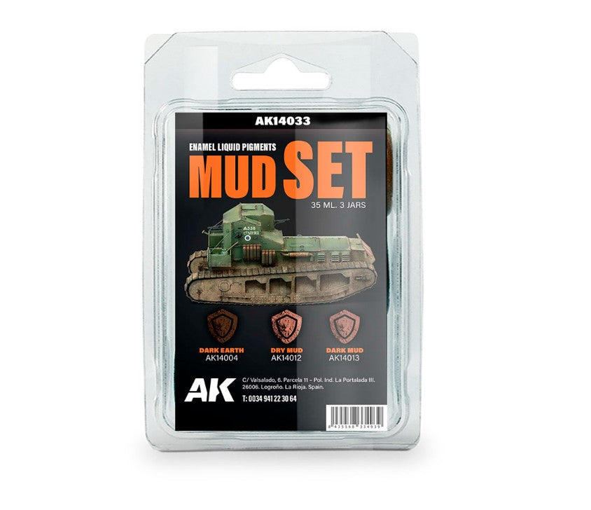 AK INTERACTIVE Mud Set – Enamel Liquid Pigment (Pigmento Líquido)