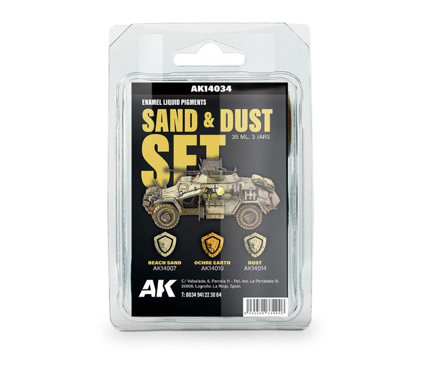 AK INTERACTIVE Sand & Dust Set – Enamel Liquid Pigment (Pigmento Líquido)