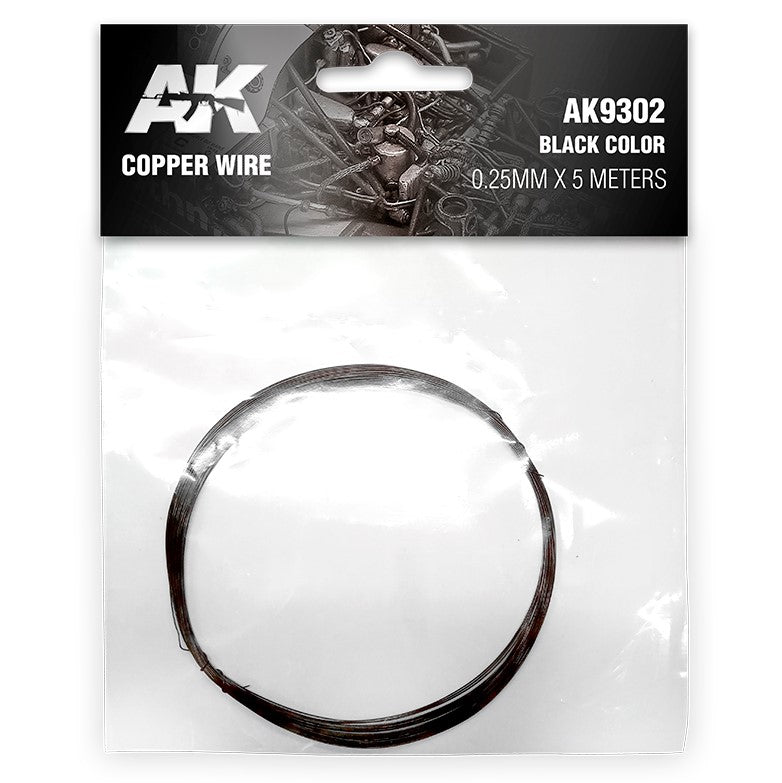 AK INTERACTIVE Cooper Wire 0,25 x 5 meters Negro