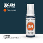 Bote de 17ml color azul prusiano claro de la gama acrílica 3Gen de AK Intercative referencia 11186