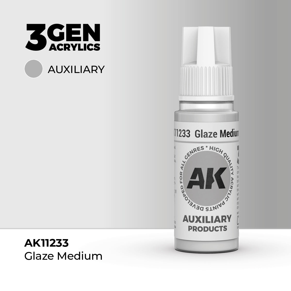Bote de 18ml de Medium retardante para mezclar con pinturas 3Gen Acrílicas y hacer que tarde más en secarse, referencia AK11233