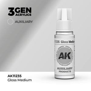 Bote de 18ml de Medium brillo retardante para mezclar con pinturas 3Gen Acrílicas y hacer que tarde más en secarse, referencia AK11235