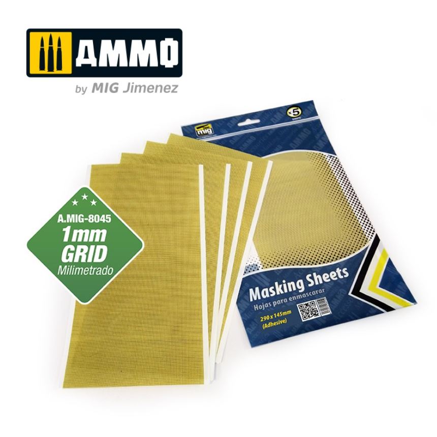 AMMO Masking Sheets Rejilla 1mm. x5 pliegos. 290x145mm (Adhesivas)