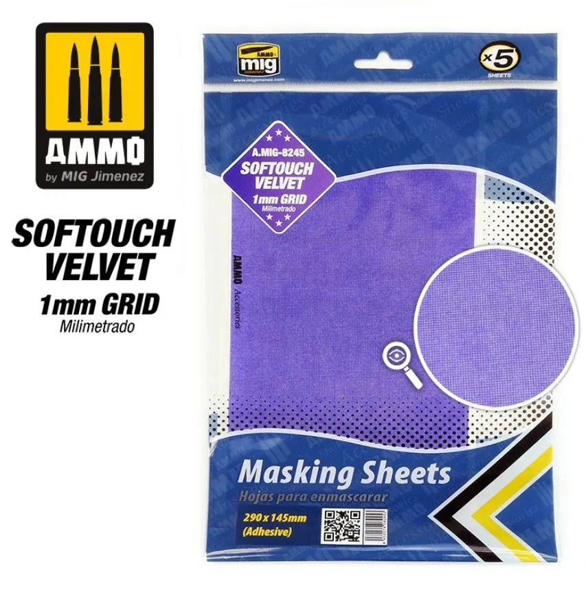 AMMO Softouch Velvet Pliego de baja adhesion milimetrado 1mm Grid 290x145