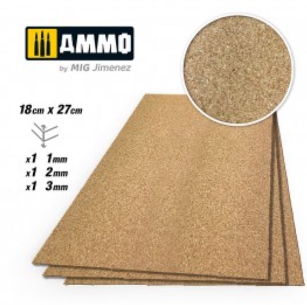 AMMO CREATE CORK Mezcla de Corcho de Grano Fino (1 mm, 2 mm y 3 mm) - 1 ud. Cada Tamaño