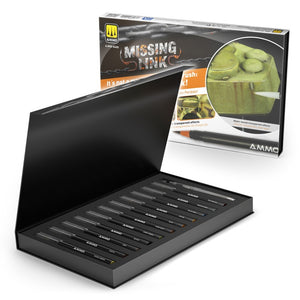Contenido del set de rotuladores acuarelables con punta de pincel de AMMO especialmente diseñado para carros de combate referencia 0400