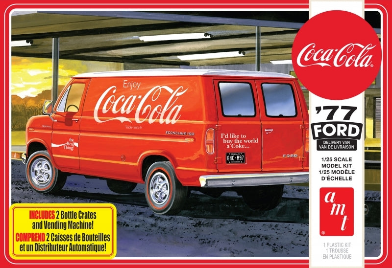 Portada de la caja de la maqueta de la furgoneta Ford de reparto de Cocacola en escala 1:25 de AMT referencia 1173