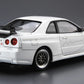 Foto trasera de la maqueta del deportivo Nissan Skyline GT R 34 Mine's en escala 1:24 de Aoshima referencia 05986