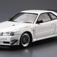 Foto delantera de la maqueta del deportivo Nissan Skyline GT R 34 Mine's en escala 1:24 de Aoshima referencia 05986