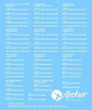 ARCHER (1/35) U.S. WWII Late war shipping address codes