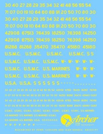 ARCHER (1/35) US registration codes (yellow)