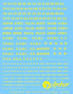 ARCHER (1/35) Stencils US registration codes (yellow)