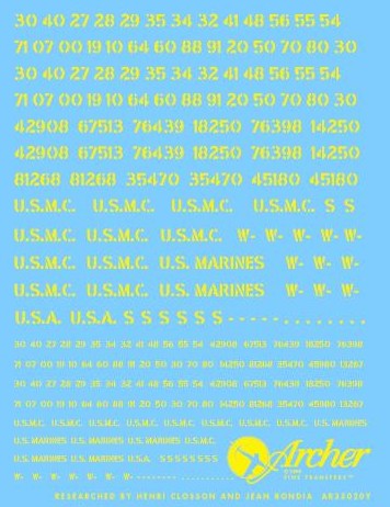 ARCHER (1/35) Stencils US registration codes (yellow)