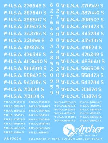 ARCHER (1/35) Vehicle specific US registration codes (stencil style)