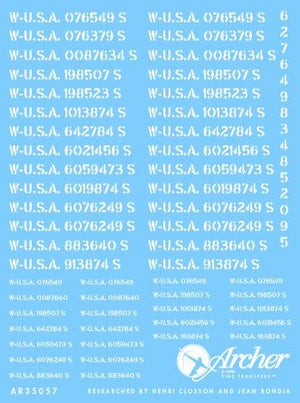 ARCHER (1/35) Vehicle specific US registration codes for light vehicles (stencil style)