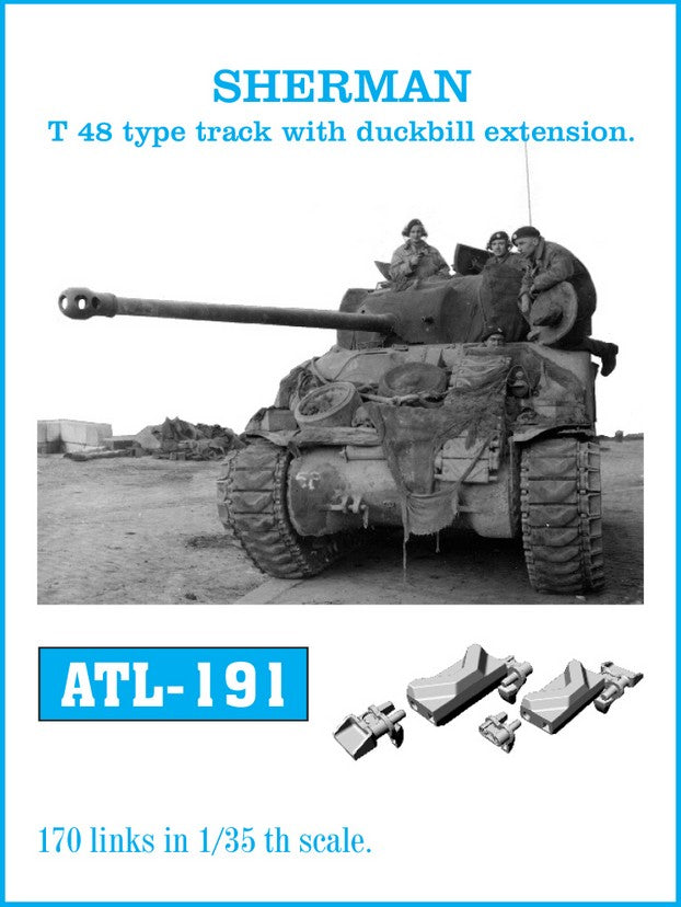 Set de cadenas T-48 de metal para tanques Sherman en escala 1:35 de Friulmodel referencia ATL-191