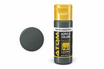 Bote de 20ml de pintura color Graugrun FS 14077 de la gama Atom de AMMO con referencia 20157