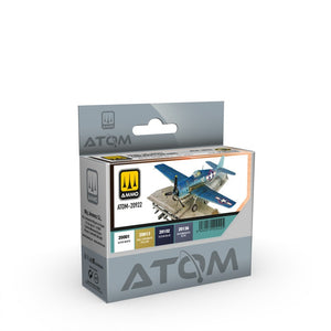 Set de 4 colores acrílicos ATOM para aviones de la US Navy de la 2ª Guerra Mundial de AMMO referencia 20922