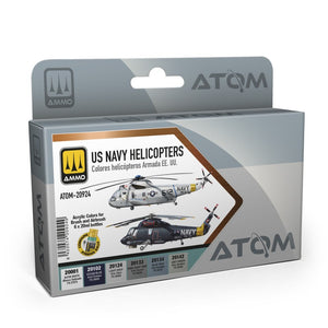 Set de 6 colores acrílicos ATOM para helicópteros de la US Navy de AMMO referencia 20924