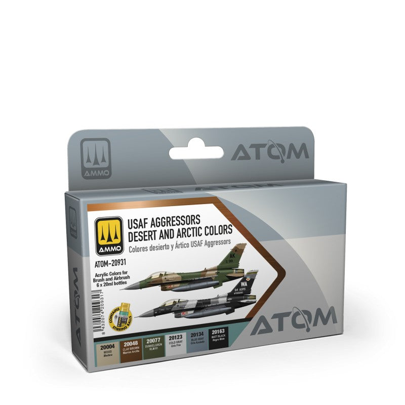 Set de 6 colores acrílicos ATOM para cazas agresores dela USAF de AMMO referencia 20931