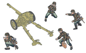 Esquema de pintura de la maqueta del cañón alemán Pak 97/38 y figuras en escala 1:35 de Italeri referencia 96460