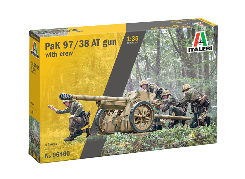 Portada de la caja de la maqueta del cañón alemán Pak 97/38 y figuras en escala 1:35 de Italeri referencia 96460