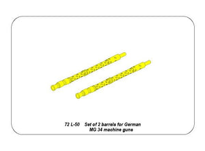 Instrucciones del set de 2 tubos de ametralladora MG34 en escala 1:72 de Aber referencia 72L50