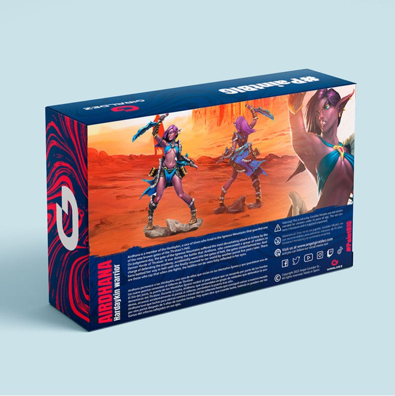 Reverso del estuche de la figura Airdhana de Giraldez Models en 32mm