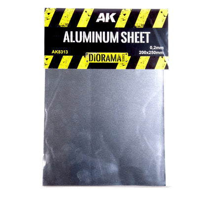 Hoja de aluminio de grosor 0,2mm y tamaño 200x250mm de AK referencia 8313