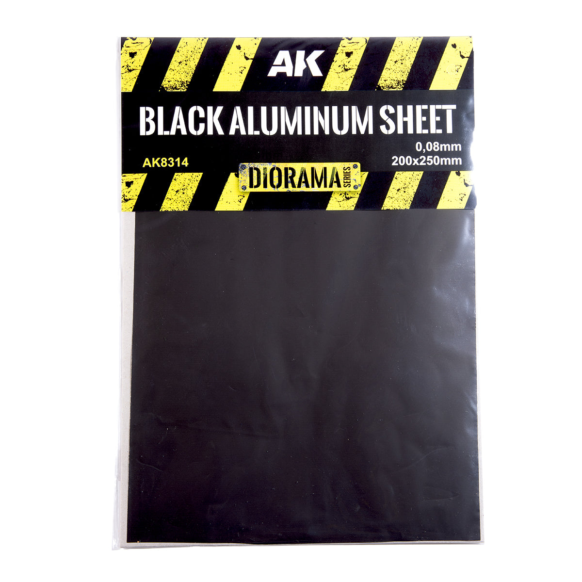 Hoja de aluminio negro de grosor 0,08mm y tamaño 200x250mm de AK referencia 8314