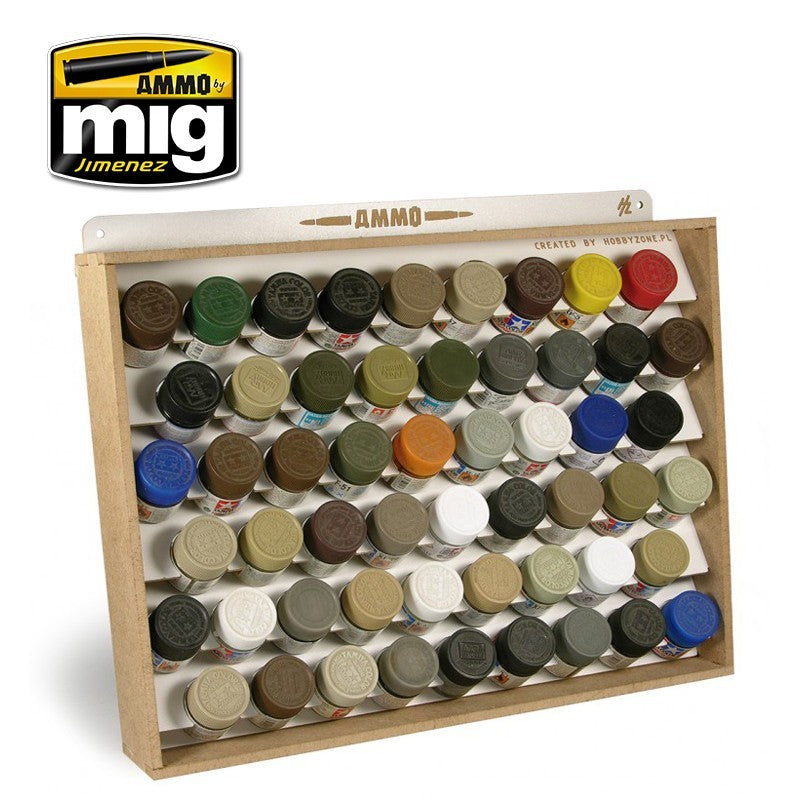 Sistema de almacenamiento para 54 botes de Tamiya y de Gunze de 10ml del fabricante AMMO referencia 8014