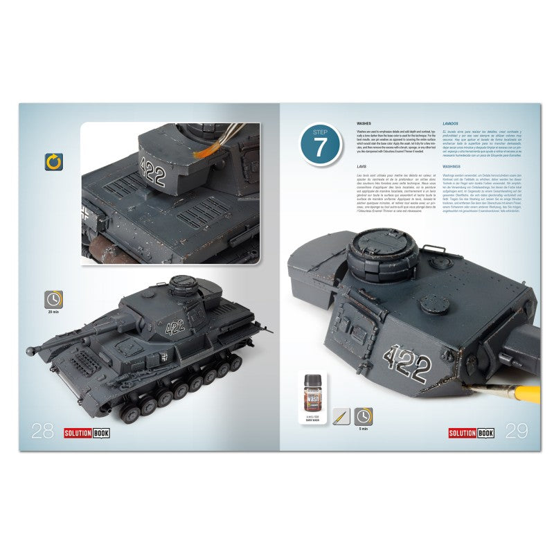 Página 28 de la revista Solution Book Nº33 Como pintar vehículos alemanes en color Panzer Grey de la 2ª Guerra Mundial referencia 6607