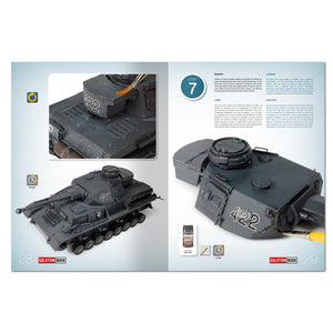 Página 28 de la revista Solution Book Nº33 Como pintar vehículos alemanes en color Panzer Grey de la 2ª Guerra Mundial referencia 6607