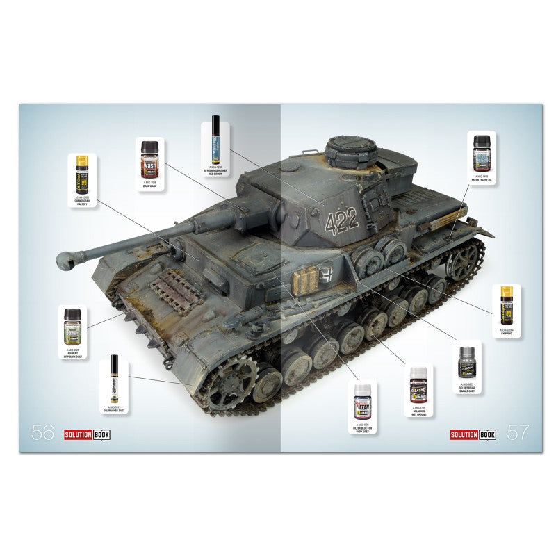 Página 56 de la revista Solution Book Nº33 Como pintar vehículos alemanes en color Panzer Grey de la 2ª Guerra Mundial referencia 6607
