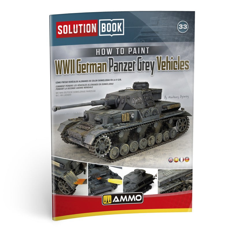 Portada de la revista Solution Book Nº33 Como pintar vehículos alemanes en color Panzer Grey de la 2ª Guerra Mundial referencia 6607