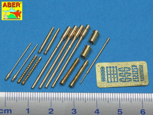 Piezas del set de ametralladoras para caza alemán Fw190 en sus versiones de la A2 a la A6 en escala 1:32 del fabricante Aber referencia A32 113