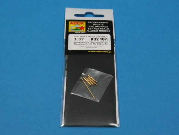Empaquetado del set de ametralladoras para avión de caza alemán Me-262 A1a en escala 1:32 del fabricante Aber referencia A32 107