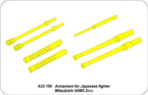 Instrucciones del set de ametralladoras para caza japonés A6M5 Zero de Hasegawa en escala 1:32 del fabricante Aber con referencia A32 106