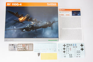 Contenido de la caja de la maqueta del caza nocturno alemán BF 110 G4 en escala 1:48 de Eduard referencia 8208