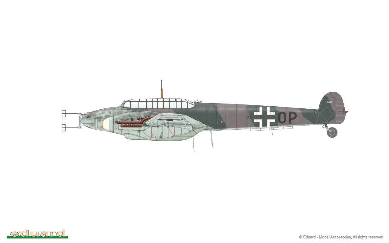 Esquema de pintura 5 de la maqueta del caza nocturno alemán BF 110 G4 en escala 1:48 de Eduard referencia 8208