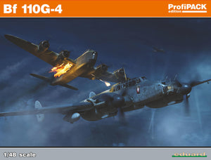 Portada de la caja de la maqueta del caza nocturno alemán BF 110 G4 en escala 1:48 de Eduard referencia 8208