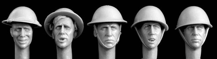 HORNET (1/35) 5 Heads wearing British helmet (3 x Mk II, 2 x Mk III) (HBH03)