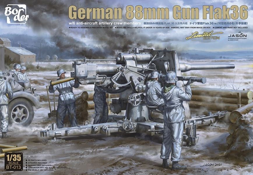 BORDER MODEL (1/35) German 88mm Gun Flak36 w/6 Anti-Aircraft Artillery Crew Members