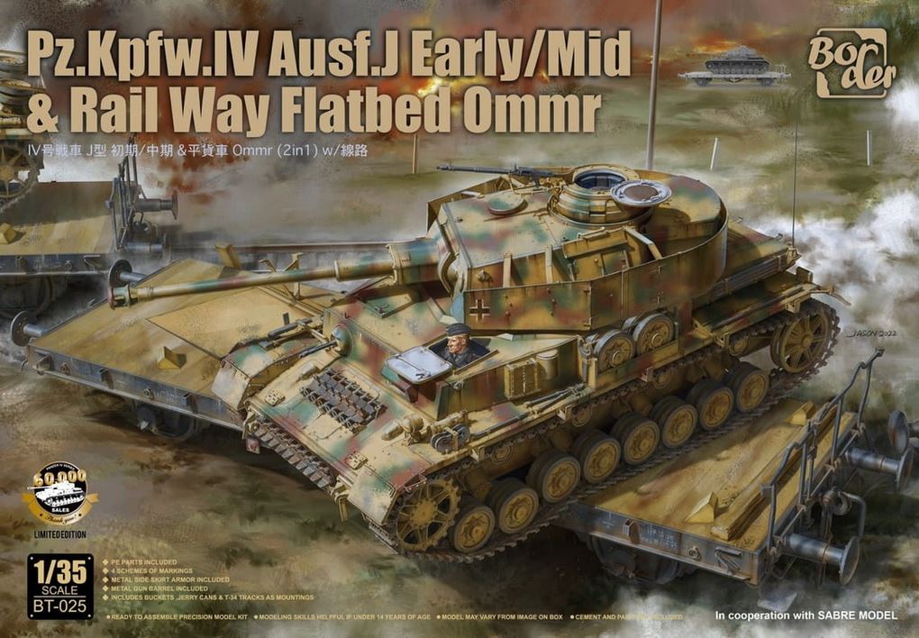 BORDER MODEL (1/35) Pz.Kpfw.IV Ausf. J Early/Mid & Railway Flatbed Ommr - Limited Edition