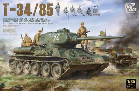 BORDER MODEL (1/35) T-34/85, Composite Turret, 112 Plant - w/5 Resin Figures, Metal Gun Barrel, Workable Tracks