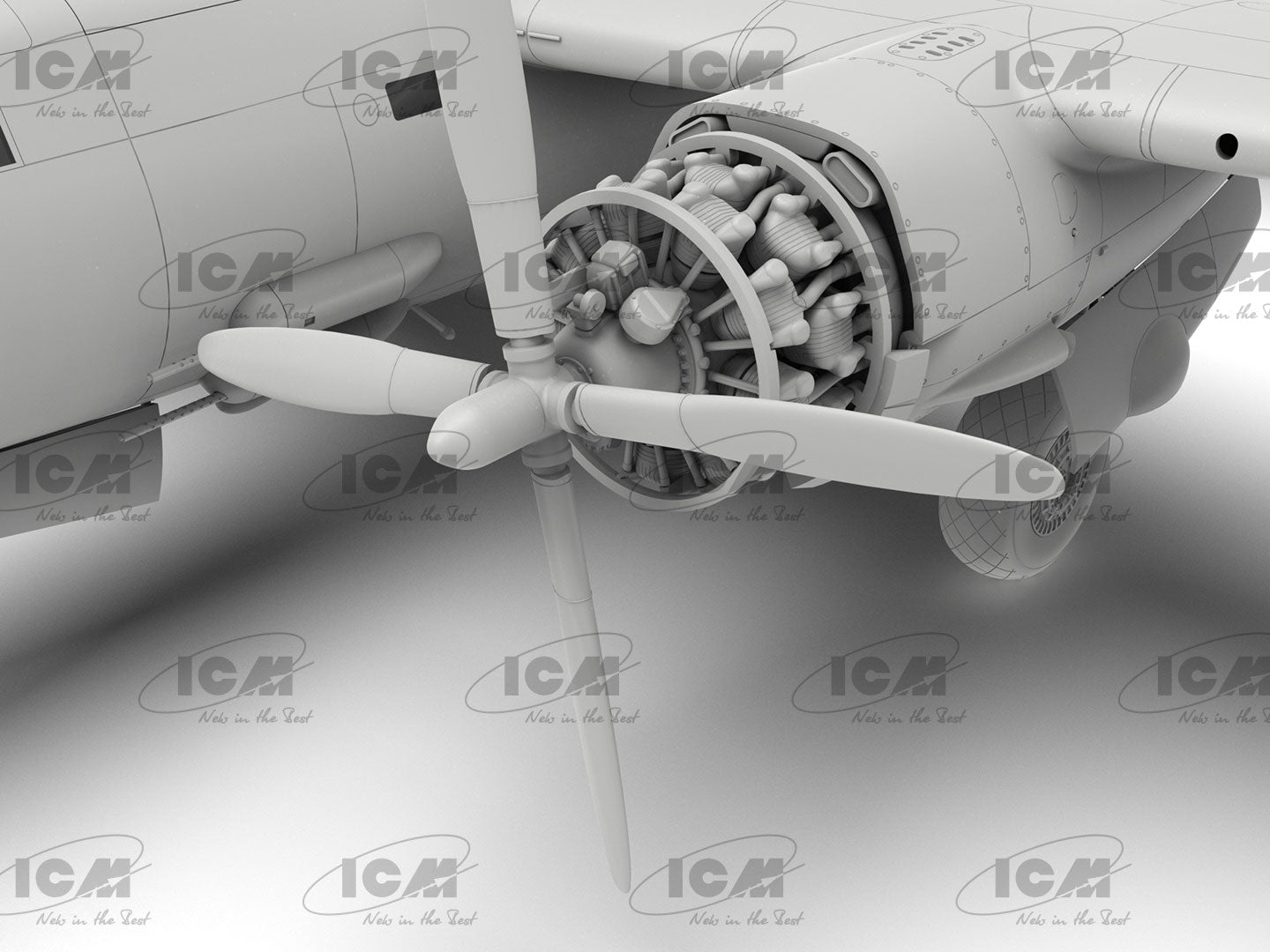 Detalle del motor de la maqueta del B-26B Marauder en escala 1:48 de ICM referencia 48320
