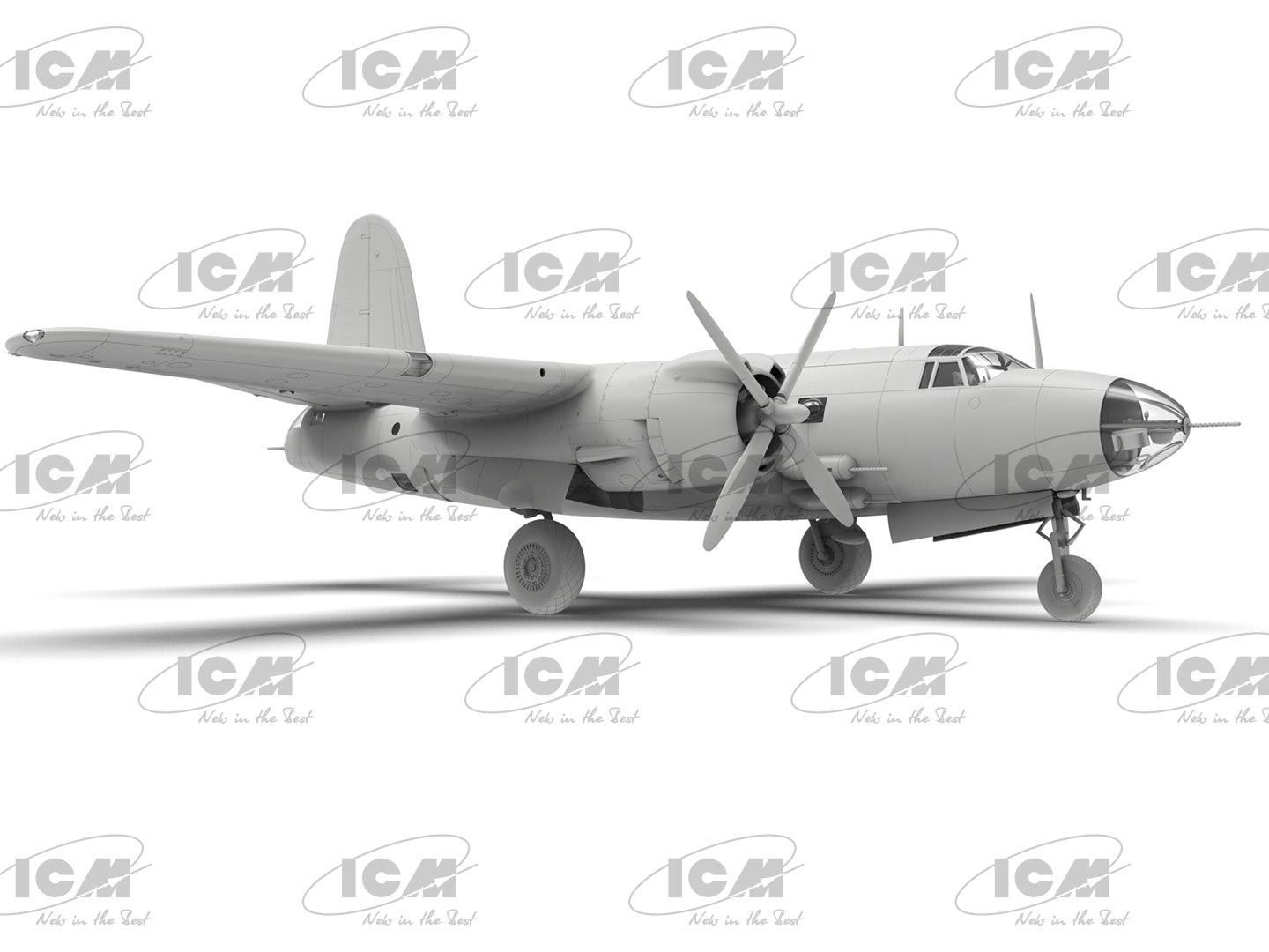 Vista delantera de la maqueta del B-26B Marauder en escala 1:48 de ICM referencia 48320